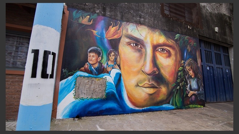 Un mural de Messi en su barrio rosarino. 