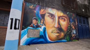 Un mural de Messi en su barrio rosarino.
