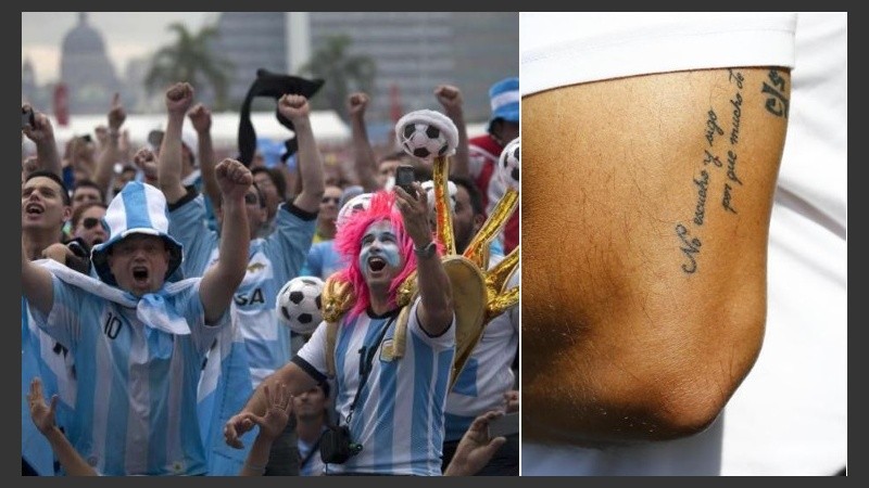 Los hinchas argentinos en Rusia en el tatuaje de Sampaoli. 