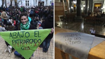 La sociedad divida en dos expresiones mientras se vota en el Congreso.