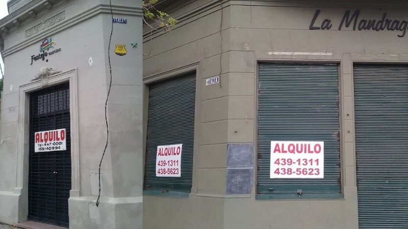 Dos locales que cerraron en el último año en una misma cuadra: Italia al 2400.