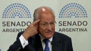 El polémico Albino durante su exposición en el Senado de la Nación.