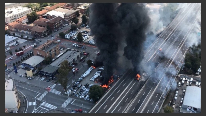 Una foto aérea del incidente.
