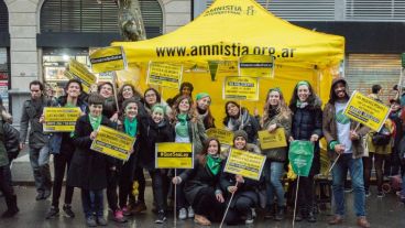 La carpa de Amnistía Internacional ayer en Congreso.