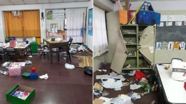 Los graves destrozos en la escuela Gabriela Mistral.