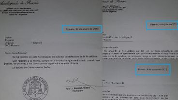 Un infierno: las tres notas oficiales del trámite realizado de enero a agosto de 2012.