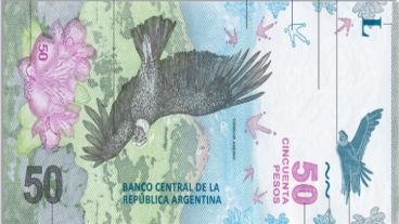 El anverso del billete, que tiene diseño vertical.