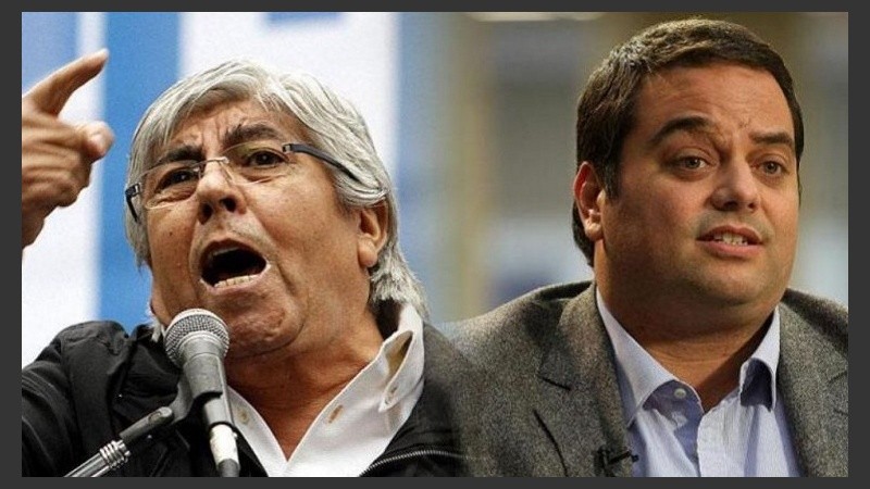 El líder de Camioneros, Hugo Moyano y el ministro de Trabajo de la Nación, Jorge Triaca.
