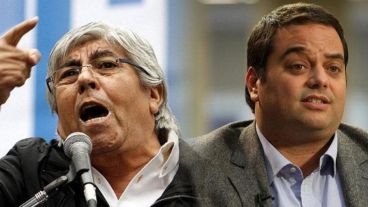 El líder de Camioneros, Hugo Moyano y el ministro de Trabajo de la Nación, Jorge Triaca.