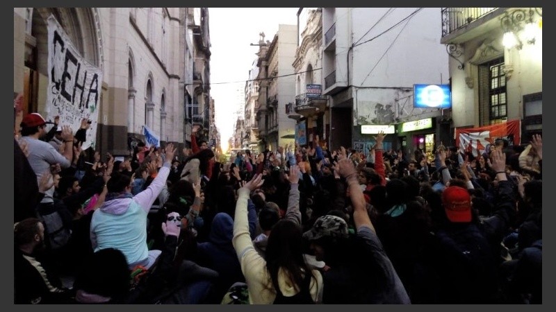 La asamblea estudiantil en Humanidades.