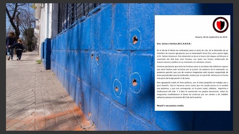 Las marcas de la balacera y el comunicado de 