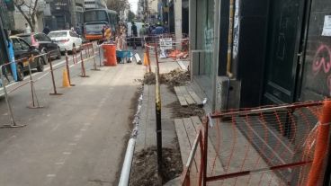 Los trabajos de los operarios de la EPE en el centro rosarino.