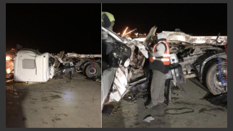 Imágenes del choque de camiones. 