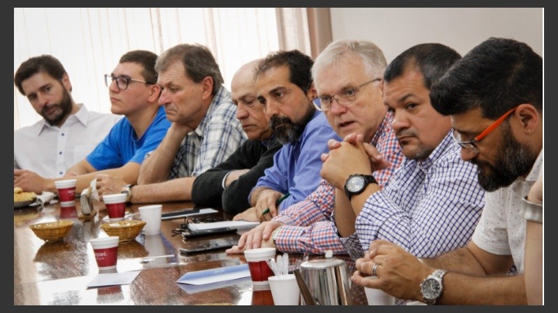 Los representantes gremiales del Movimiento Sindical Rosarino. 