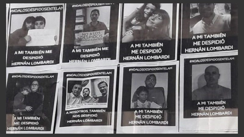 Las fotos de las 357 personas despedidas, en el edificio de Télam, en San Telmo.