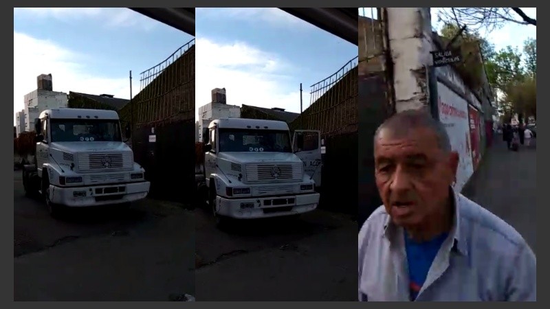 El camionero se bajó del vehículo y le dio una trompada al hombre que filmaba.