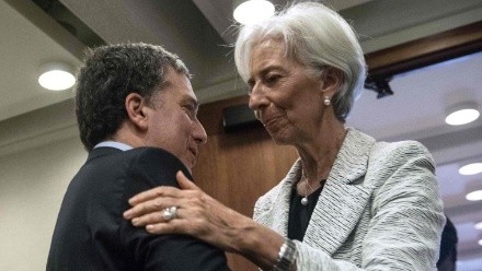 La directora del FMI, Christine Lagarde y el ministro de Economía Nicolás Dujovne. 