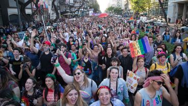Todo el color de la movilización de este sábado a la tarde.