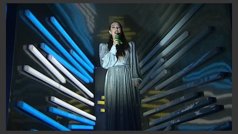 Ángela con el pañuelo verde. 