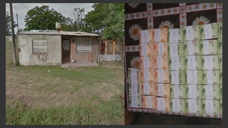 La casa de un presunto dueño de campos y el dinero encontrado en Rosario.