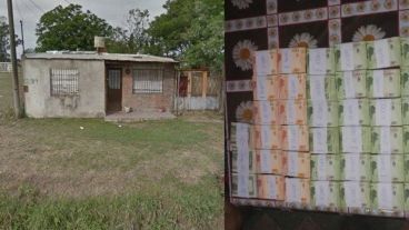 La casa de un presunto dueño de campos y el dinero encontrado en Rosario.