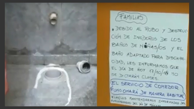 La nota que colocaron en la escuela tras el robo.