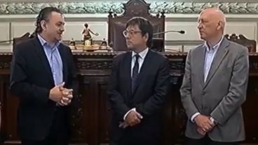 El presidente del directorio de Televisión Litoral SA, Gustavo Scaglione, en la Legislatura provincial.