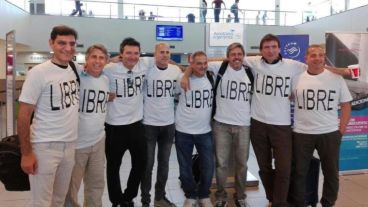 Los amigos antes de viajar juntos a Nueva York.