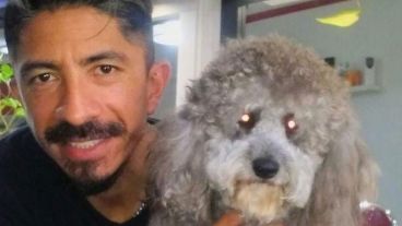 El peluquero asesinado con uno de sus perros.