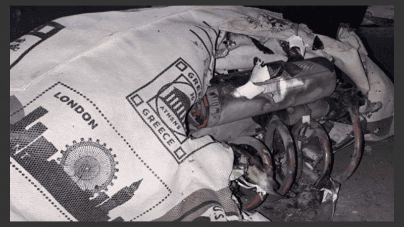 Así quedó la bomba tras ser detonada.