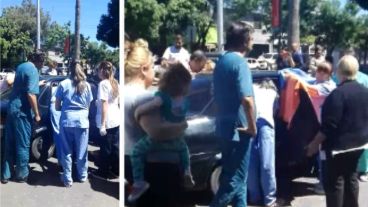 El auto llegó a contramano y la mujer avisó: “Va a nacer”.
