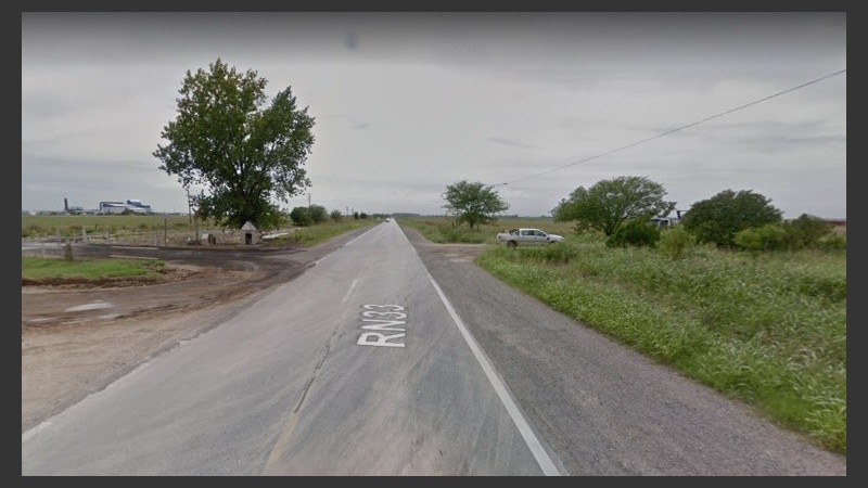 El lugar del accidente fatal en la ruta 33. 