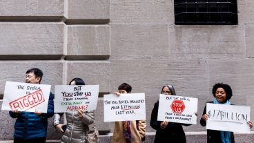 En Nueva York hubo una manifestación a favor de la medida de la empresa.