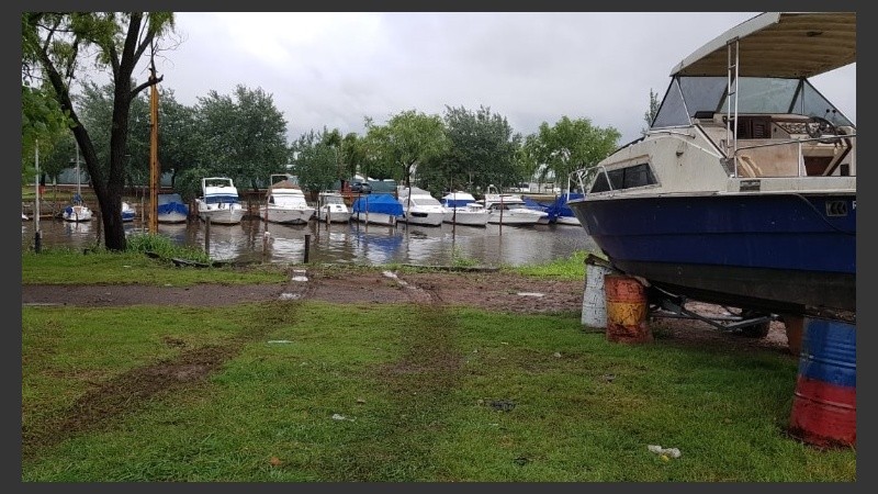 La grúa acuática se desplomó luego de retirar una embarcación del agua.