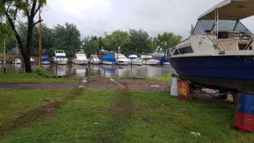 La grúa acuática se desplomó luego de retirar una embarcación del agua.