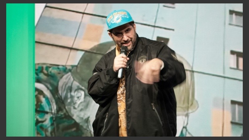 El rapero Juan Junco en plena faena. 