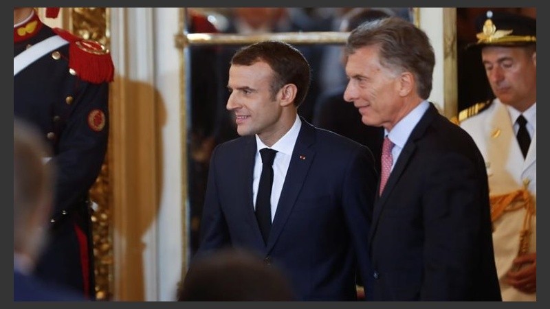 El presidente Macri se encontró con Macrón en Buenos Aires.