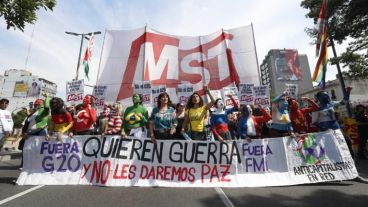 La marcha contra el G20 en el centro de Buenos Aires.