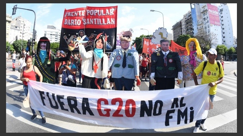 La marcha contra el G20 en el centro de Buenos Aires.