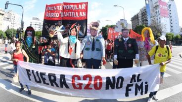 La marcha contra el G20 en el centro de Buenos Aires.
