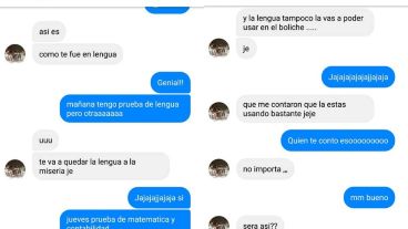 Los mensajes de texto que le enviaba el profesor a la chica de 14 años.