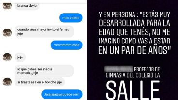 Los mensajes de texto que le enviaba el profesor a la chica de 14 años.