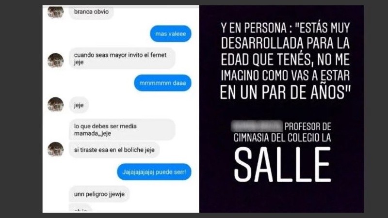 Los mensajes que el profesor le enviaba a la adolescente de 14 años.