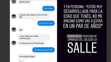 Los mensajes que el profesor le enviaba a la adolescente de 14 años.