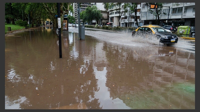 Una laguna en Pellegrini y Laprida.