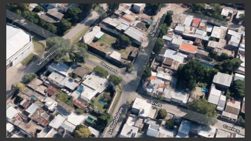 San Lorenzo al 5.100, la zona donde fue baleado el joven. 