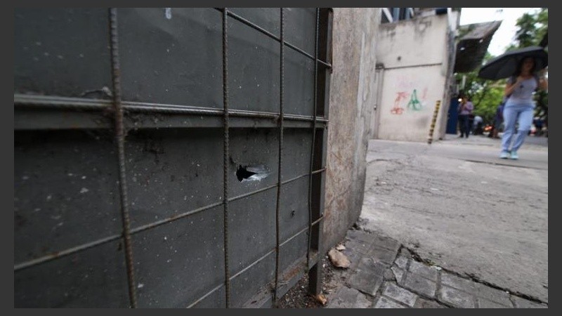 Uno de los impactos de bala en Montevideo al 1900.