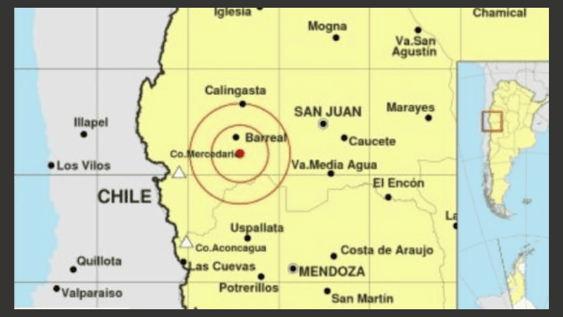 El epicentro del sismo fue a 90 kilómetros de la capital sanjuanina.