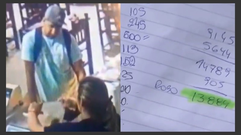 El ladrón quedó filmado y la cantidad de dinero robado, registrada.