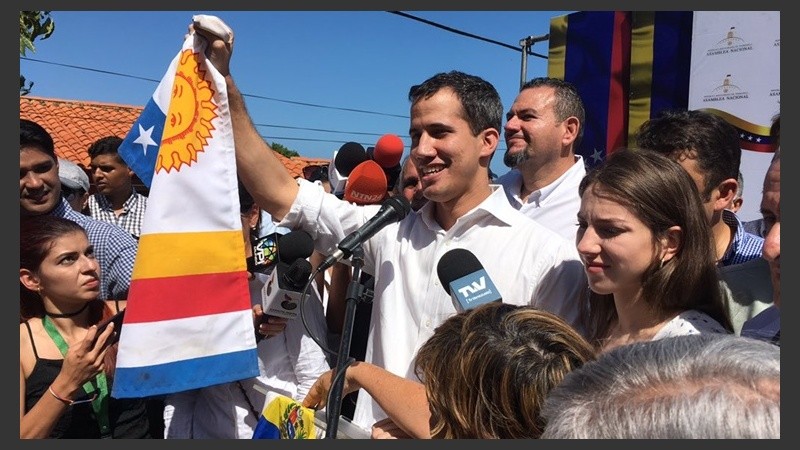 El dirigente opositor durante un acto, luego del hecho.